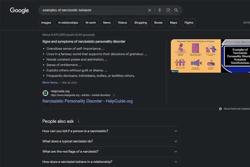 An example of search results on Google that doesn't show any local practices in the results.