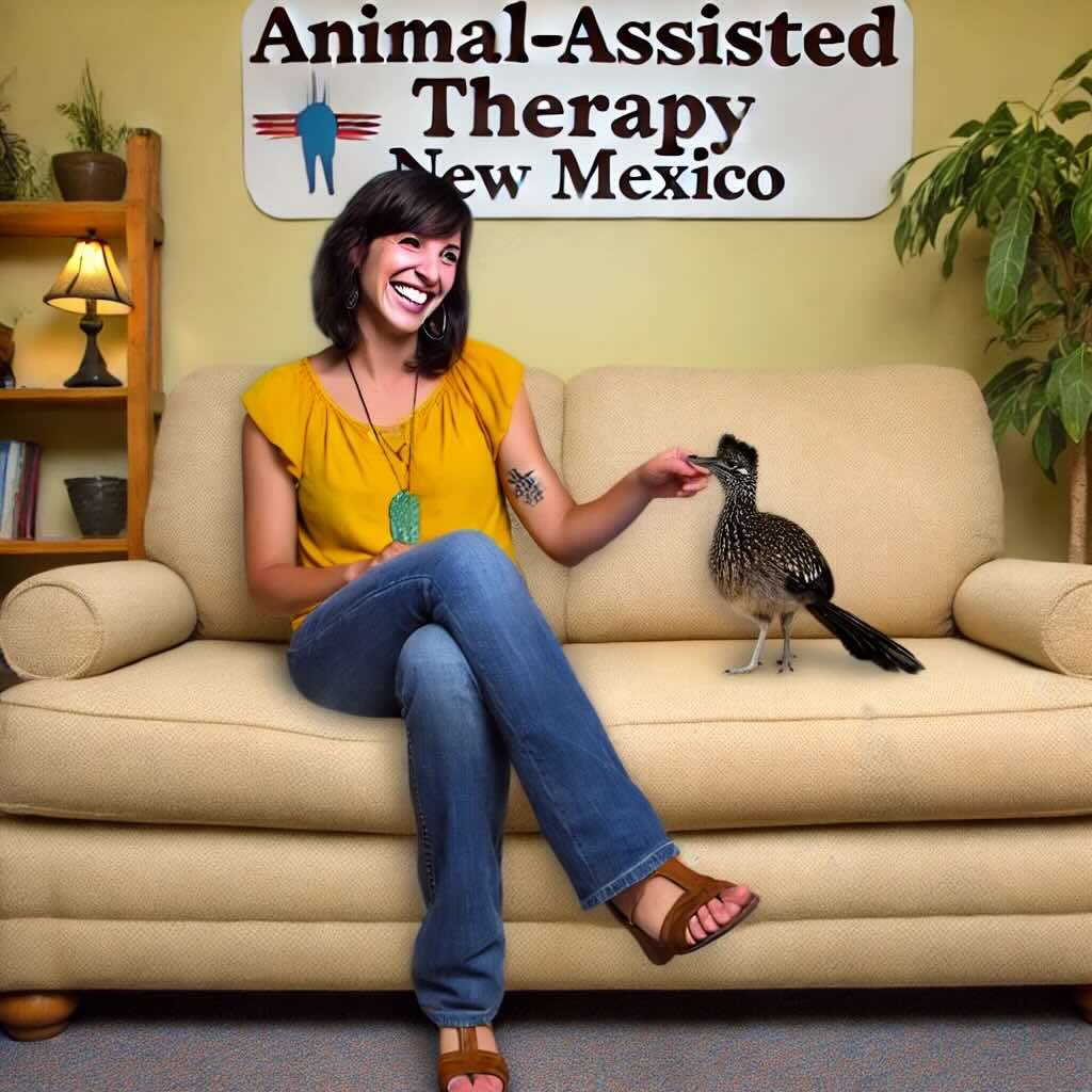 animal assisted therapy with a road runner in New Mexico