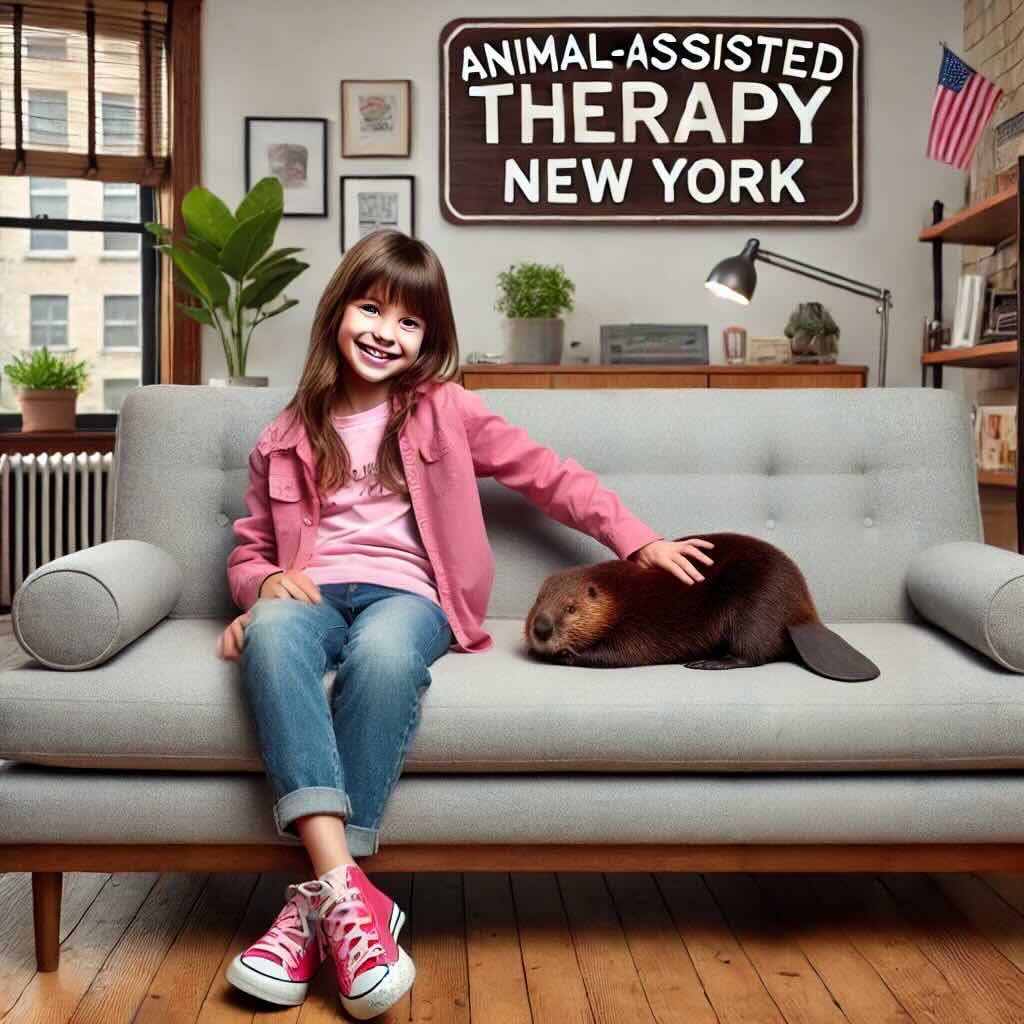 animal assisted therapy with a beaver in New York