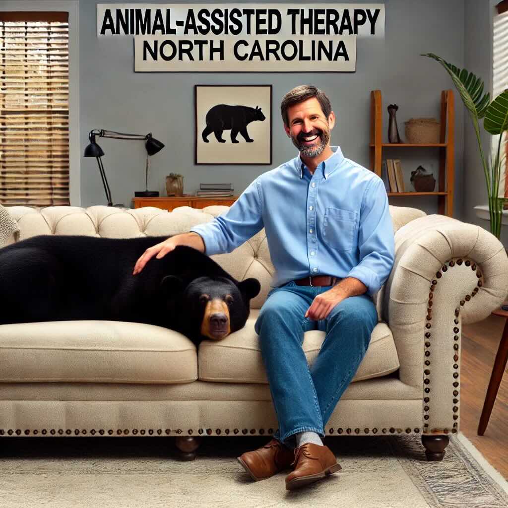 animal assisted therapy with a bear in North Carolina