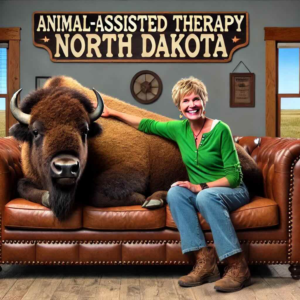 animal assisted therapy with a bison in North Dakota