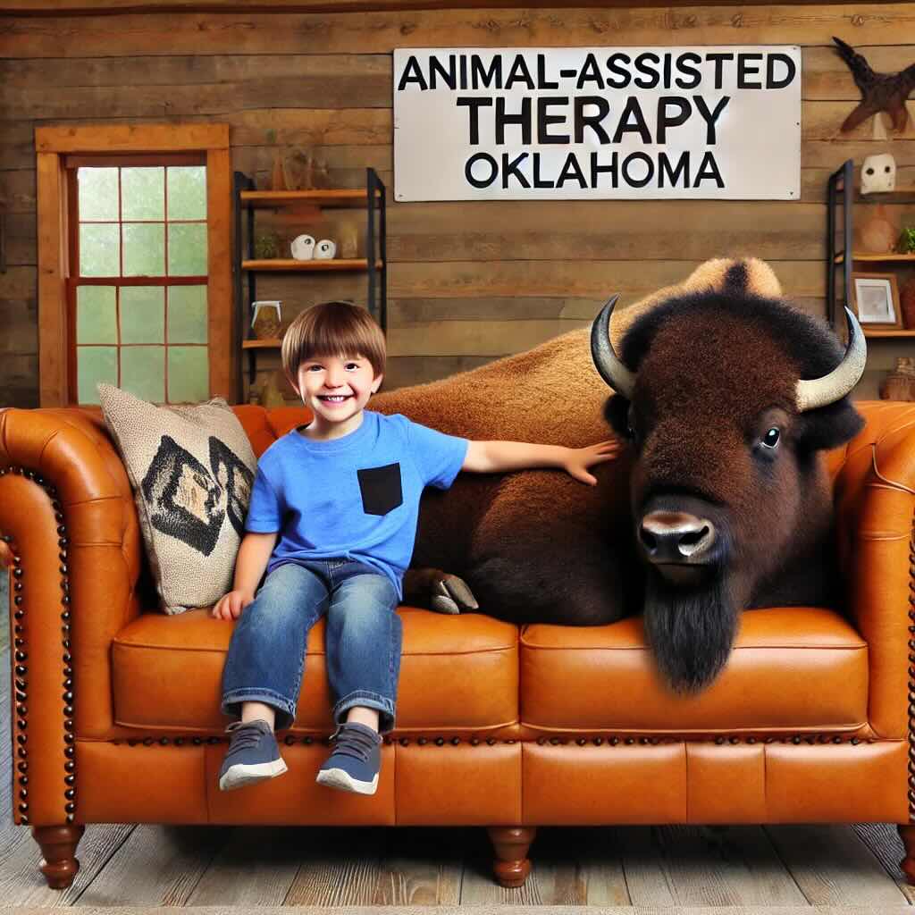 animal assisted therapy with a bison in Oklahoma