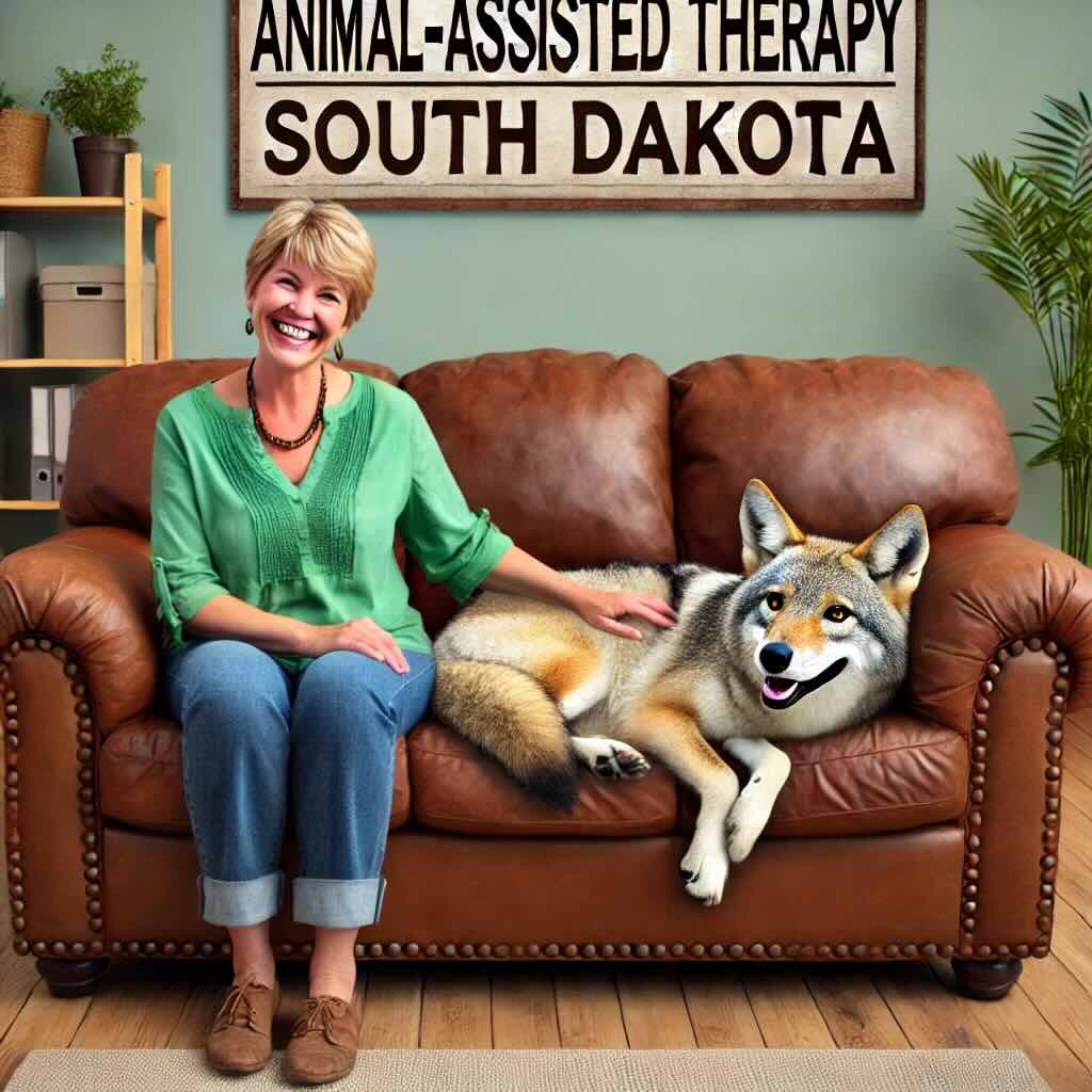 animal assisted therapy with a coyote in South Dakota