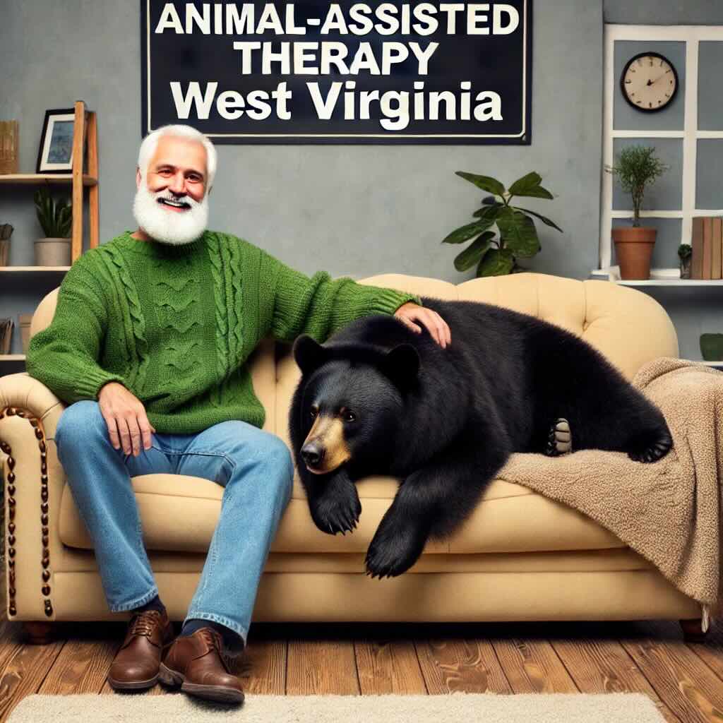 animal assisted therapy with a bear in West Virginia