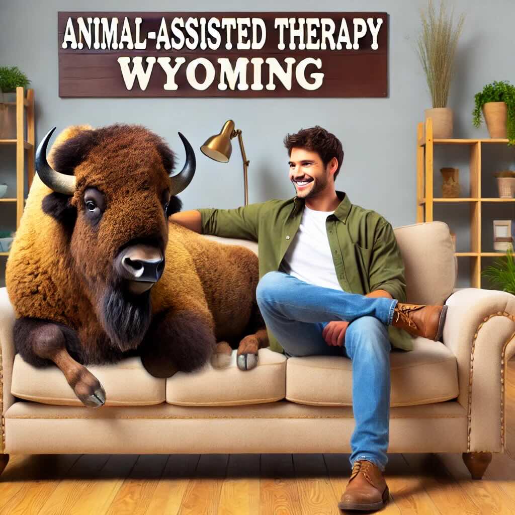 animal assisted therapy with a bison in Wyoming