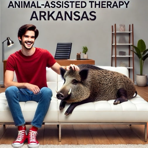 animal assisted therapy with a wild boar in Arkansas