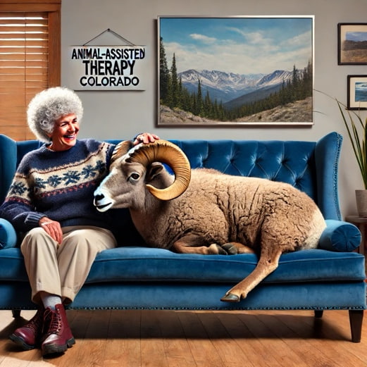 animal assisted therapy with a ram in Colorado