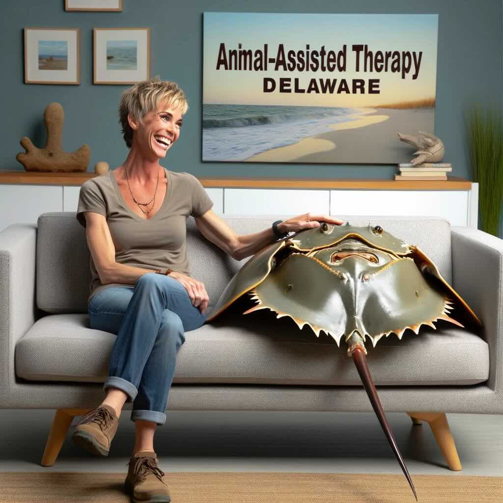 animal assisted therapy with a horseshoe crab in Delaware