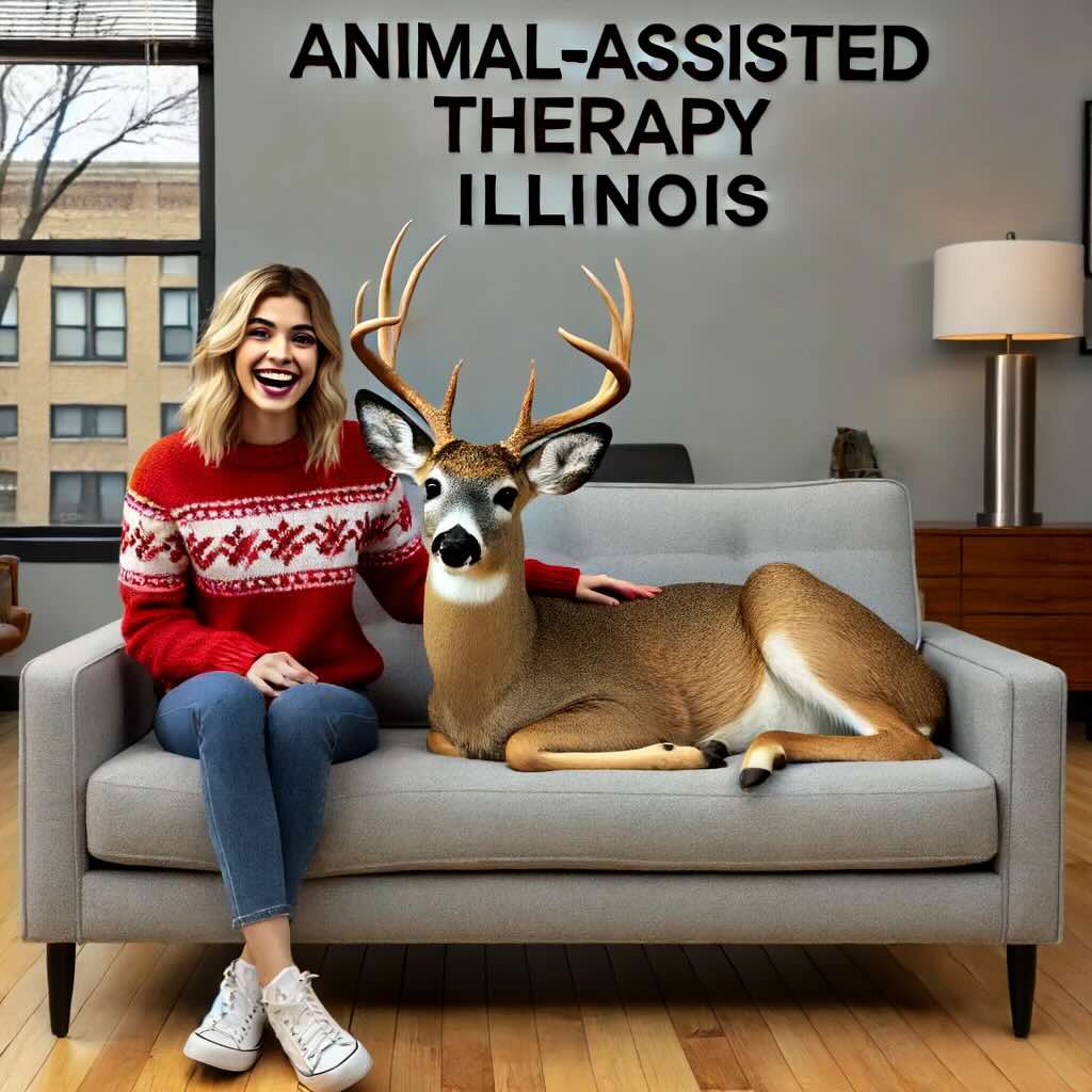 animal assisted therapy with a deer in Illinios