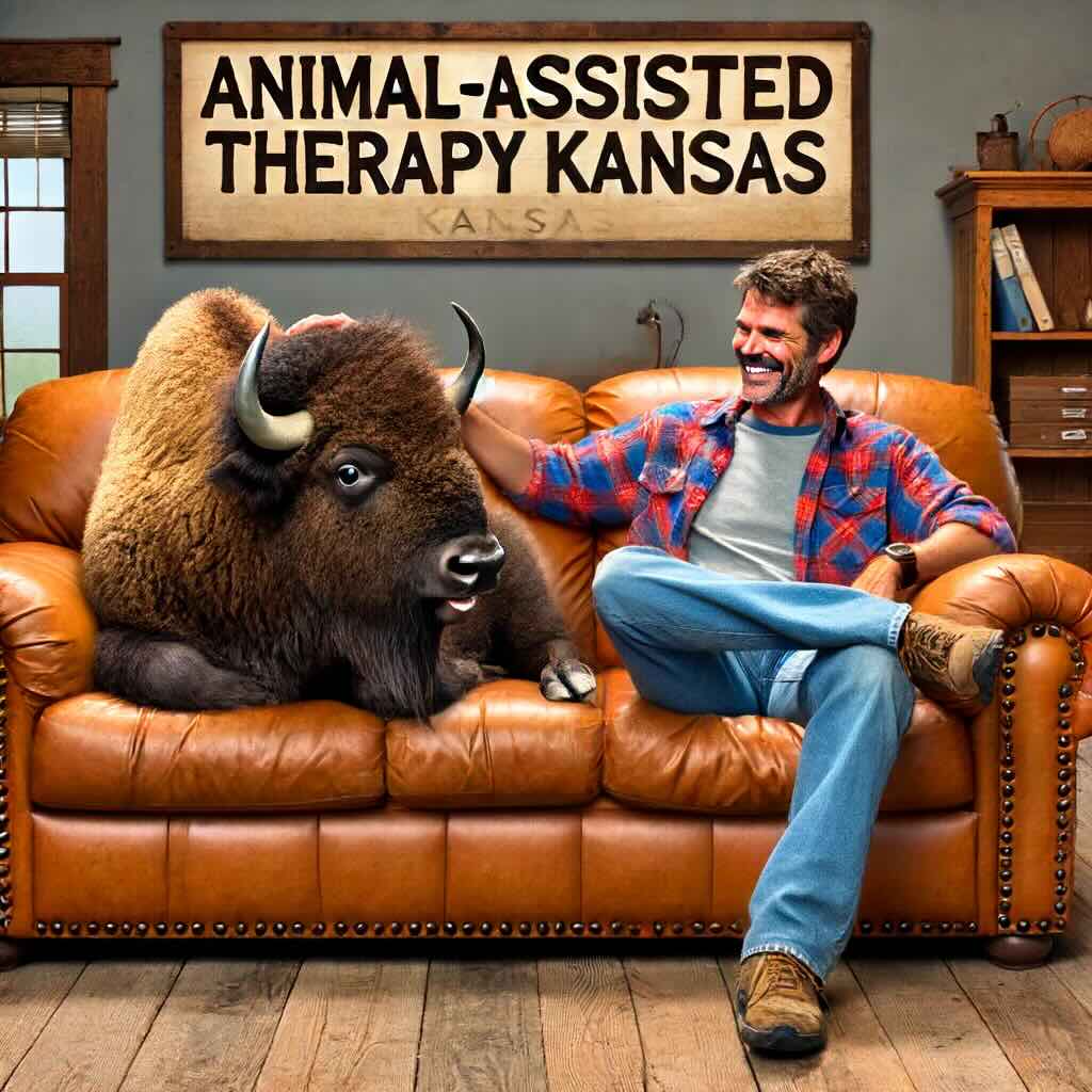 animal assisted therapy with a bison in Kansas