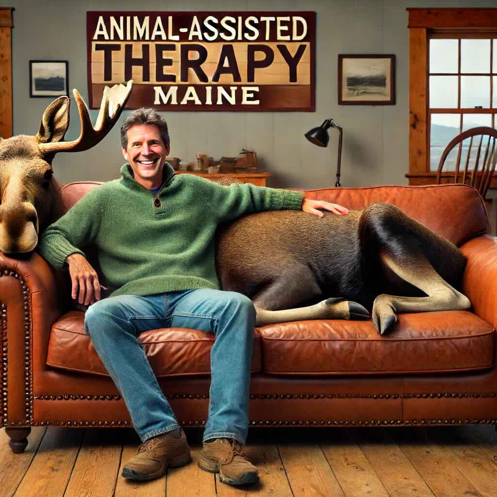 animal assisted therapy with a moose in Maine