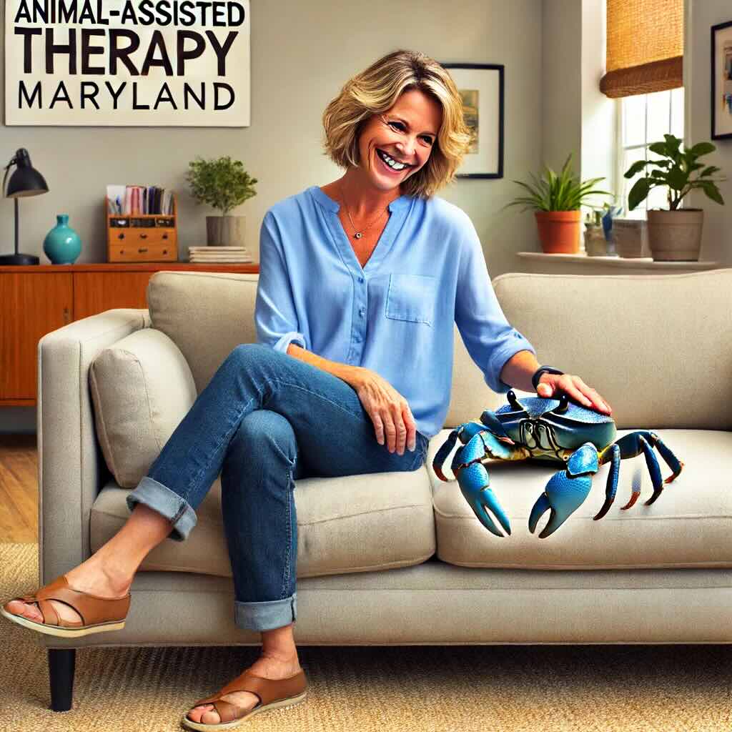 animal assisted therapy with a crab in Maryland